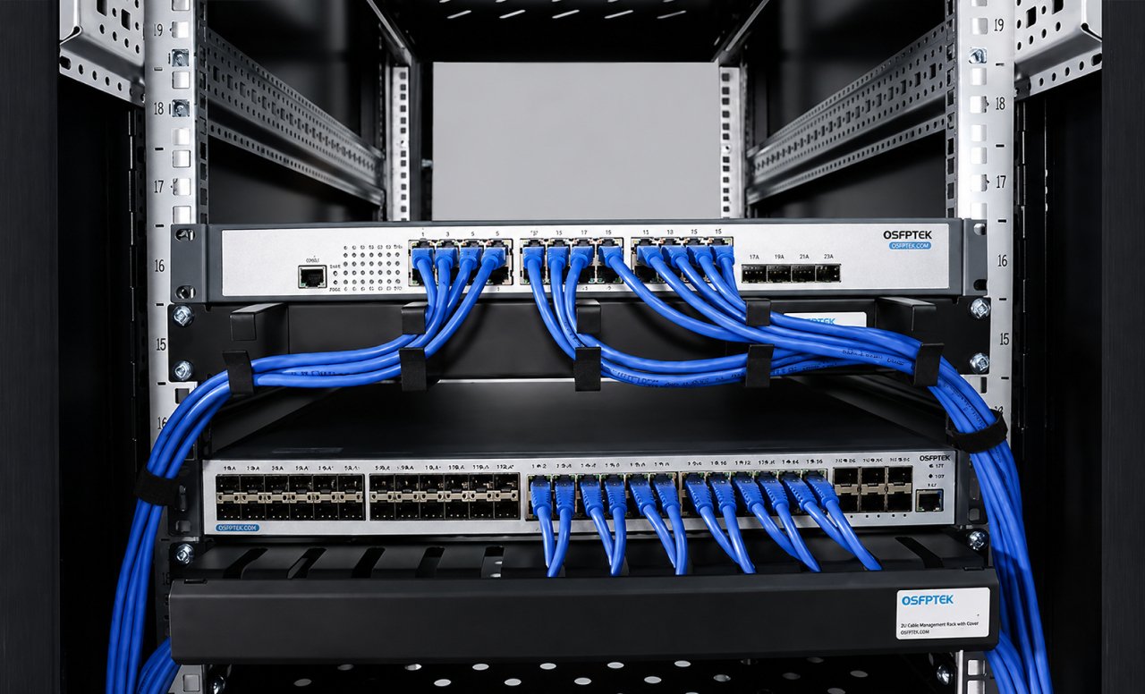 Sistemas de cabeamento estruturado finalizado e certificado em rack